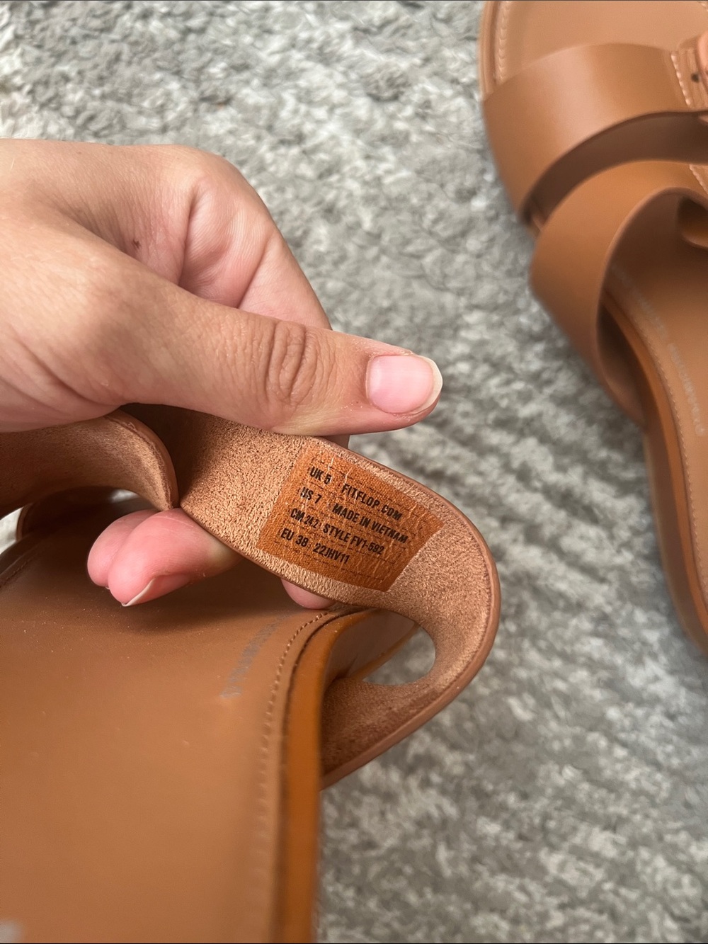 Fitflop GRACIE Buckle Two-Bar Leather Slides Light Brown - Size 8 Summer Resort - Picture 4 of 5